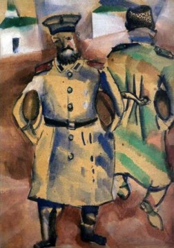  watercolor - Soldiers with Bread watercolor and gouache on cardboard contemporary Marc Chagall